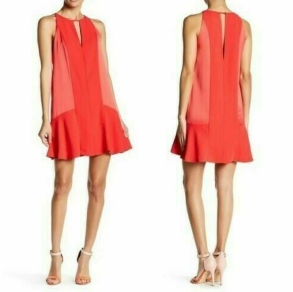 Parker Ronan Mini Dress Black White Color Block Cutout Keyhole Sleeveless L NWT - Picture 14 of 16